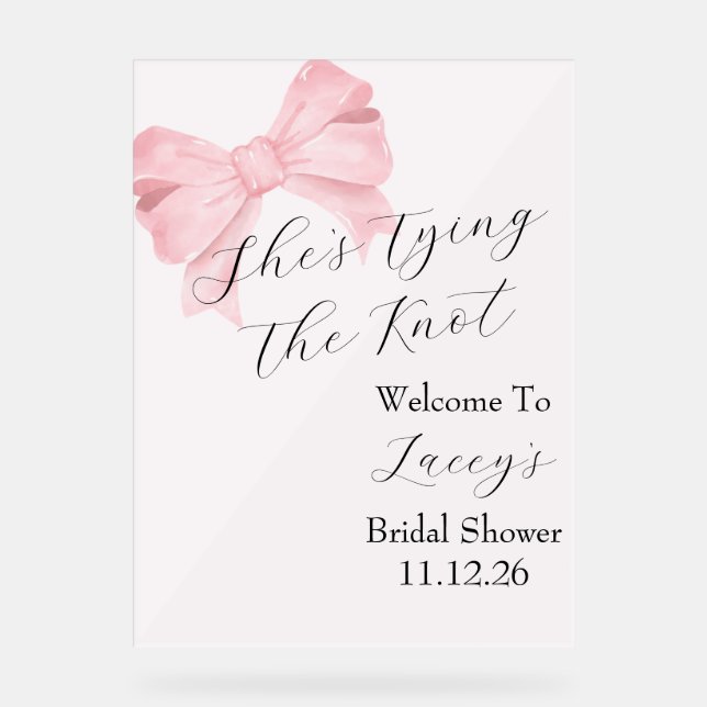 Pink Bow Bridal Shower Welcome Sign (Front)