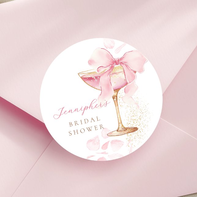 Pink Bow Brunch and Bubbly Bridal Shower Sticker (Creator Uploaded)