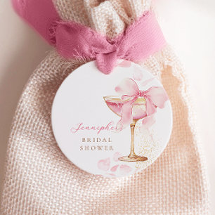 Pink Bow Brunch and Bubbly Favour Tags