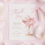 Pink Bow Brunch and Bubbly Thank You Card<br><div class="desc">Show your appreciation with this elegant thank you card featuring a gold and pink champagne glass with a blush bow and pink petals. A lovely way to say thank you after your beautiful bridal shower celebration.</div>
