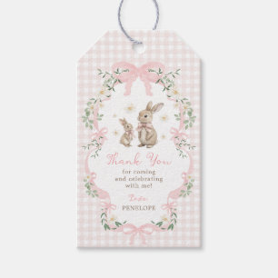 Pink Bow Bunny Rabbit Baby Girl Shower Thank You Gift Tags