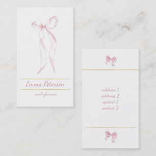pink bow business card