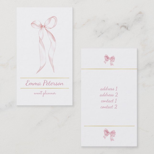 pink bow business card (Front/Back)