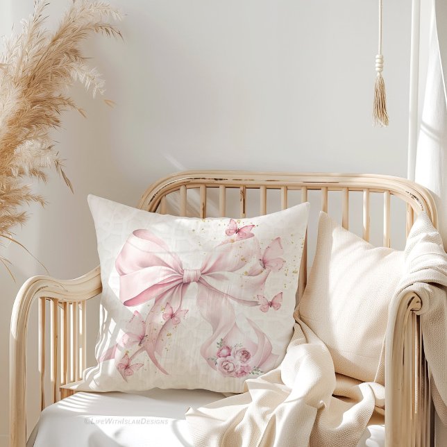 Pink Bow Butterflies Photo Cushion (Creator Uploaded)