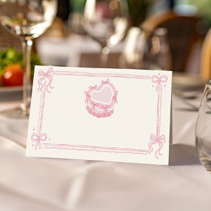 Pink Bow Cake Birthday Party Food Tent Place Card