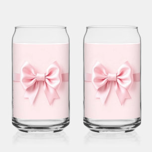 Pink Bow Can Glass Pair
