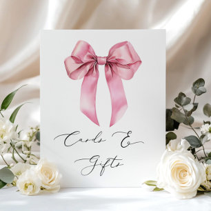 Pink Bow cards and gifts elegant calligraphy Poster
