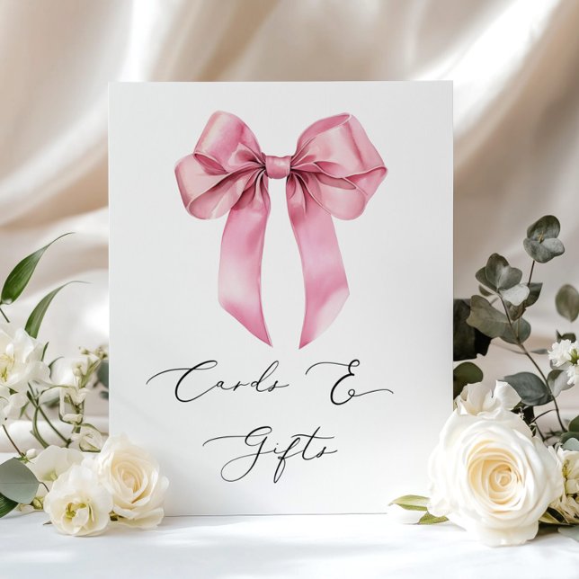 Pink Bow cards and gifts elegant calligraphy Poster (Creator Uploaded)