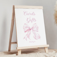 Pink Bow Cards & Gifts Table Sign
