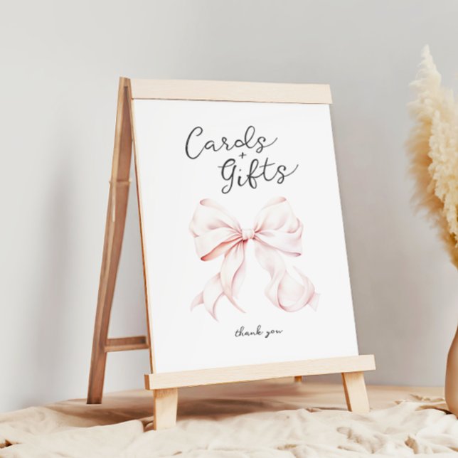 Pink Bow Cards & Gifts Table Sign (Creator Uploaded)
