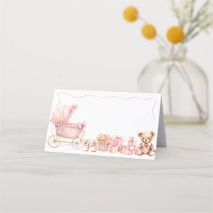 Pink Bow Carriage Baby Shower Appointment Card
