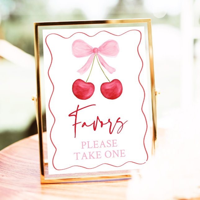 Pink Bow Cherry Baby Shower Favour Sign (Creator Uploaded)