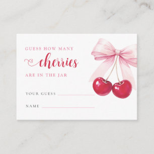 Pink Bow Cherry Baby Shower Game Card