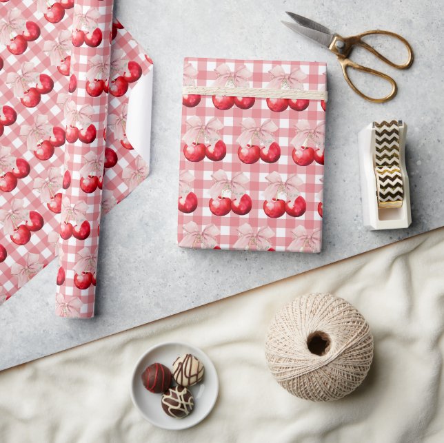 Pink Bow Cherry Blossom  Wrapping Paper (Crafts)