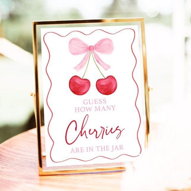 Pink Bow Cherry Guess How Many Shower Game Poster (Creator Uploaded)