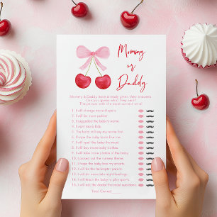Pink Bow Cherry Mummy or Daddy Shower Game