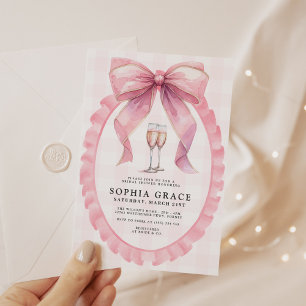 Pink Bow Chic Coquette Bridal Shower Invitation