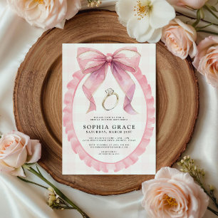 Pink Bow Chic Coquette Bridal Shower Invitation