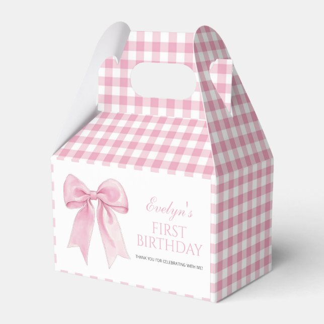 Pink Bow Chic Coquette Girl Birthday Favour Box (Front Side)
