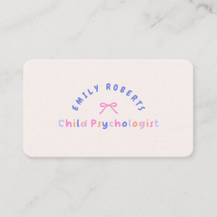 Pink Bow, Child Psychologist Business Card