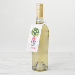 Pink Bow Chinoiserie Lemon Topiary Tree Bottle Tag