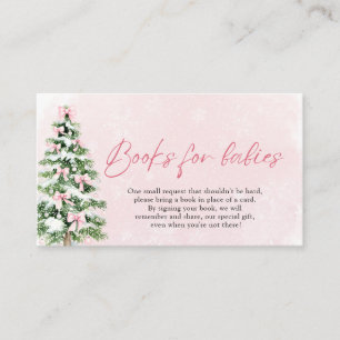 Pink Bow Christmas Books for Babies Baby Shower Enclosure Card