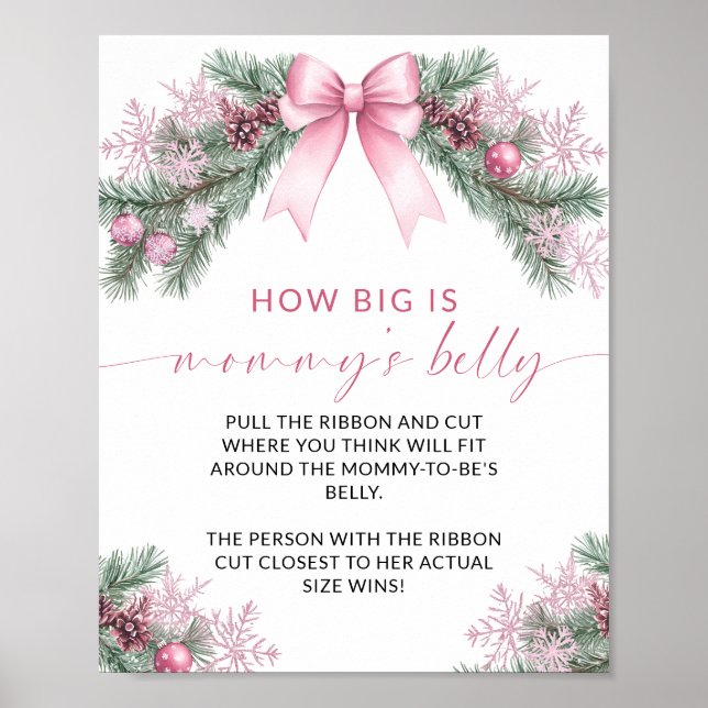Pink Bow Christmas How Big is Mommy's Belly Game Poster (Front)