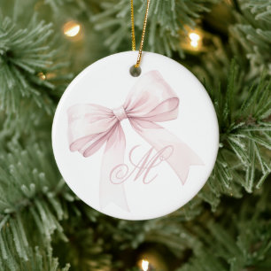 Pink Bow Christmas Ornament