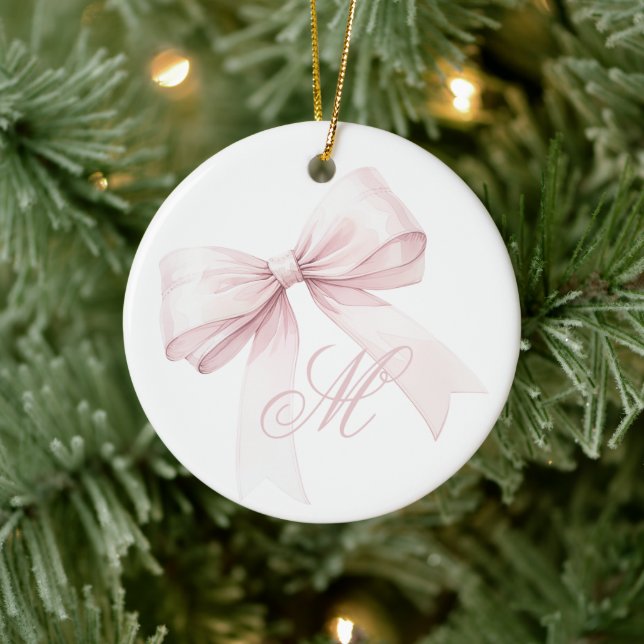 Pink Bow Christmas Ornament (Tree)