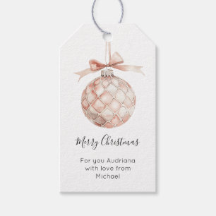 Pink Bow Christmas Ornament Gift Tags