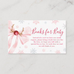 Pink Bow Christmas Snowflakes Baby Books for Baby Enclosure Card
