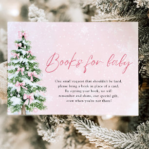 Pink Bow Christmas Tree Books for Baby Baby Shower Invitation