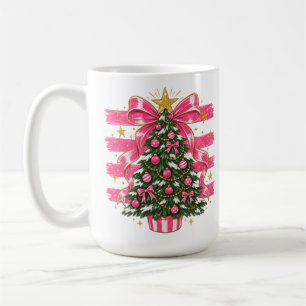 Pink Bow Christmas Tree Cosy Christmas Coffee Mug