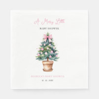 Pink Bow Christmas Tree Merry Little Baby Shower
