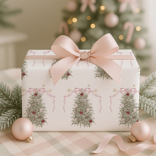 Pink Bow Christmas Wrapping Paper