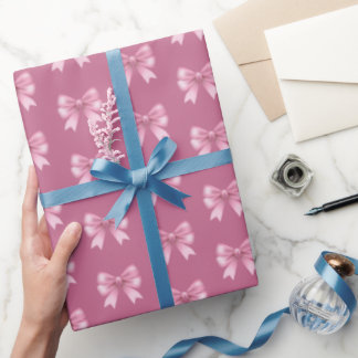 Pink Bow Christmas Wrapping Paper