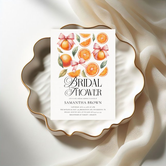 Pink Bow & Citrus Bridal Shower Invitation (Creator Uploaded)