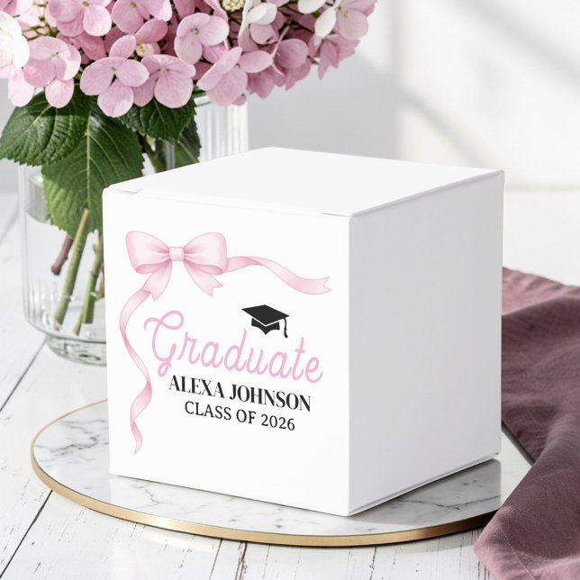 Pink Bow Class Of 2026 Graduation Party Favour Box (Creator Uploaded)