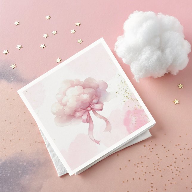 Pink Bow cloud for Baby Girl Shower  Napkin (Creator Uploaded)
