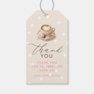Pink Bow Coffee Baby Shower Thank You Gift Tags