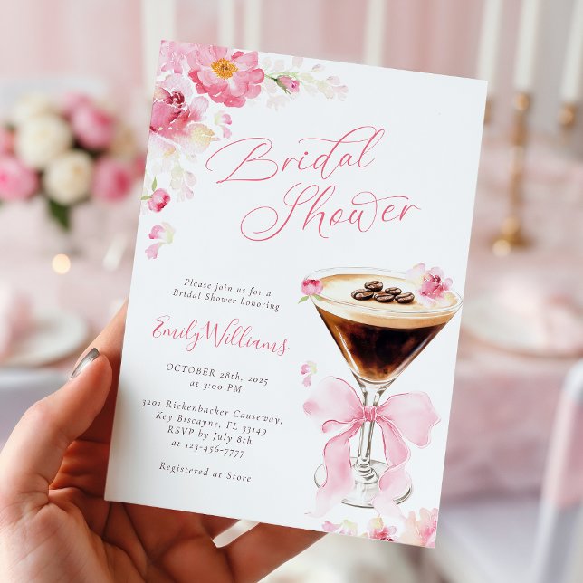 Pink Bow Coffee Bridal Shower Invitation (Creator Uploaded)