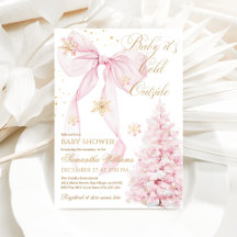 Pink Bow Cold Outside Baby Girl Shower