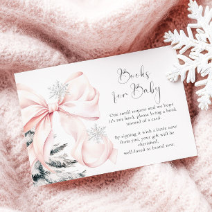 Pink Bow Cold Outside Baby Shower Books for Baby Enclosure Card