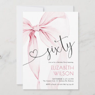 Pink Bow Coquette 60th Birthday Invitation