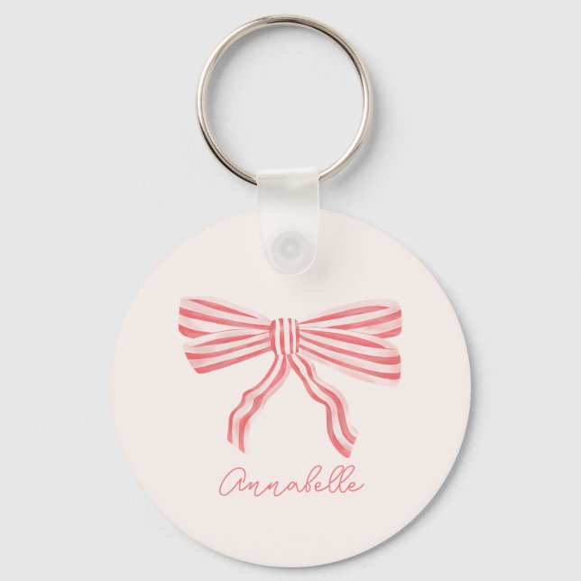 Pink bow coquette aesthetic key ring (Front)