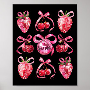 Pink Bow Coquette Aesthetics Y2k Cherry Strawberry Poster