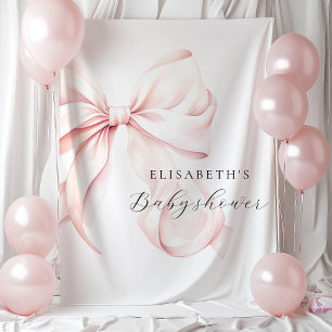 Pink Bow Coquette Baby Shower Backdrop Tapestry