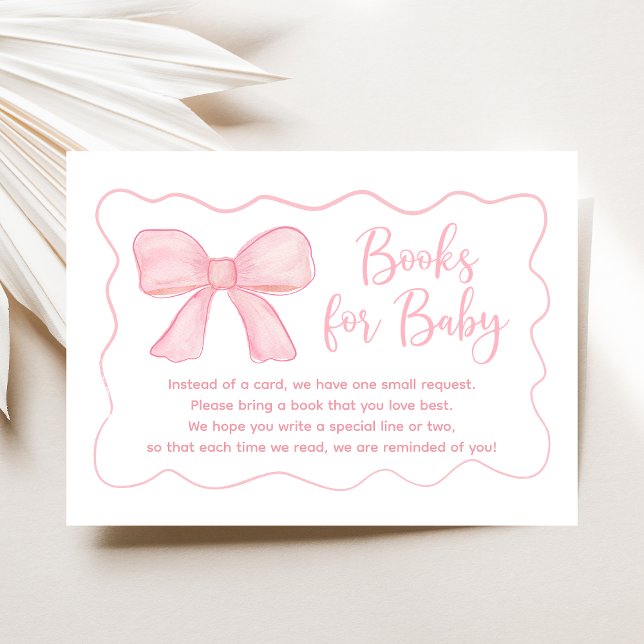 Pink Bow Coquette Baby Shower Book Request Enclosure Card (Creator Uploaded)