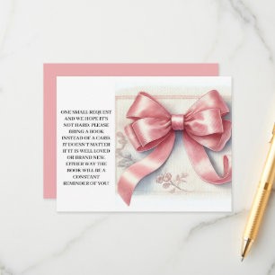 Pink Bow Coquette Baby shower Books for Baby Enclosure Card