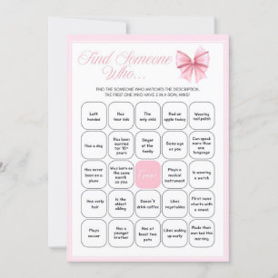 Pink Bow Coquette Baby Shower - Editable Name, 5x7 Invitation